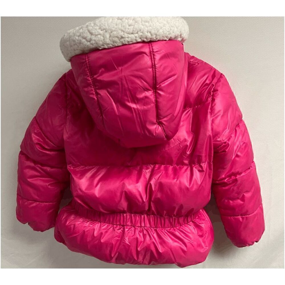 Toys R Us Kids Full Zip Up Packable Quilted Hoodie Jacket Pink Size 5/6 - Picture 6 of 7